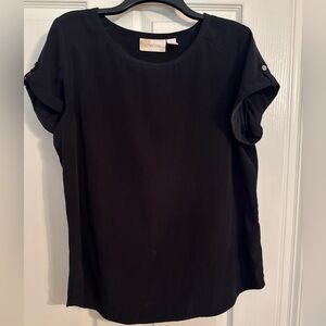 Chico's Black Short-Sleeve Roll-Tab Blouse